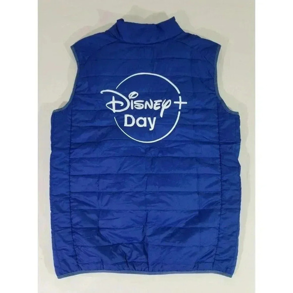 Disney+ Day Disney Plus Embroidered Blue Lightweight Insulated Zip Vest Size S - Picture 2 of 8